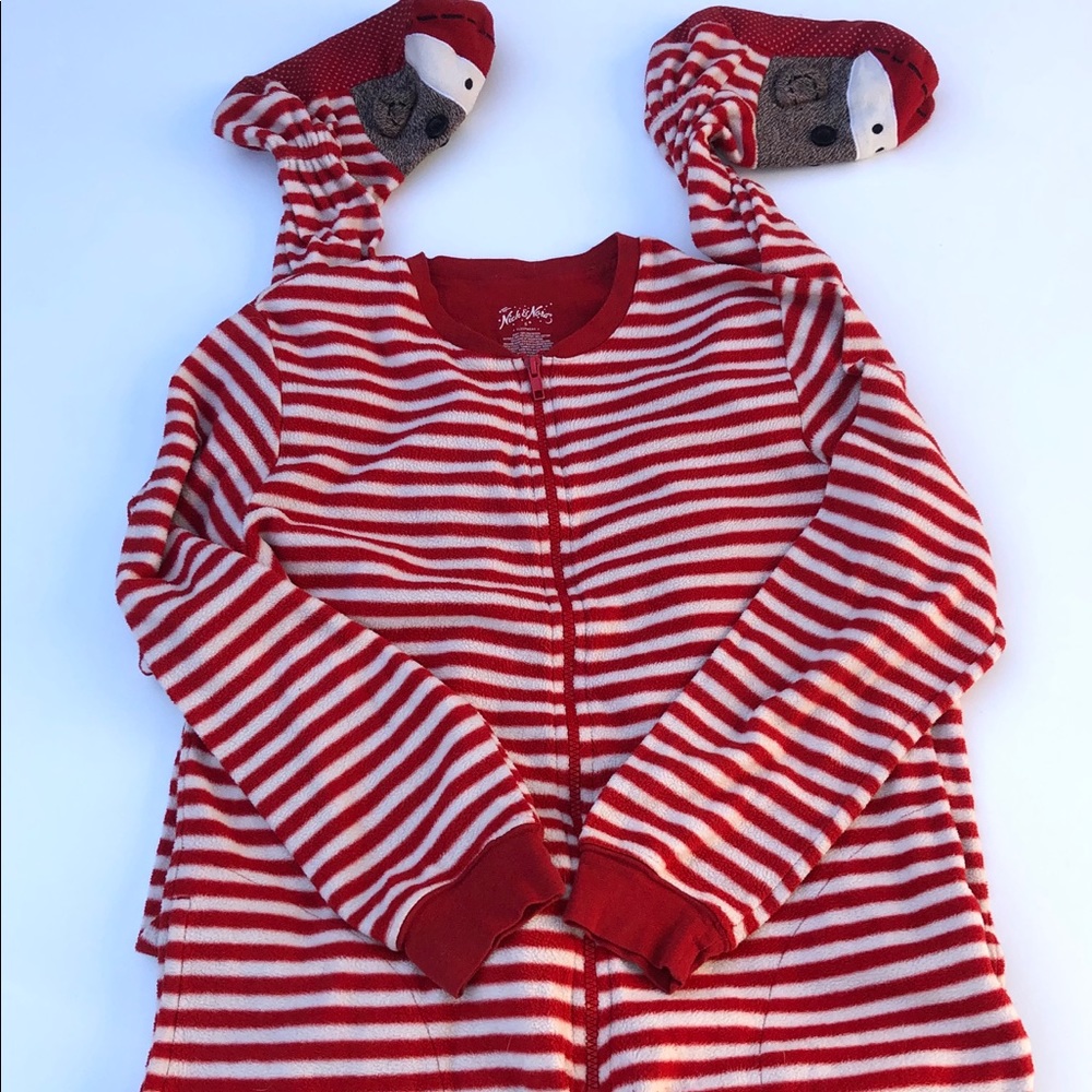 Nick and Nora striped monkey onesie pajamas